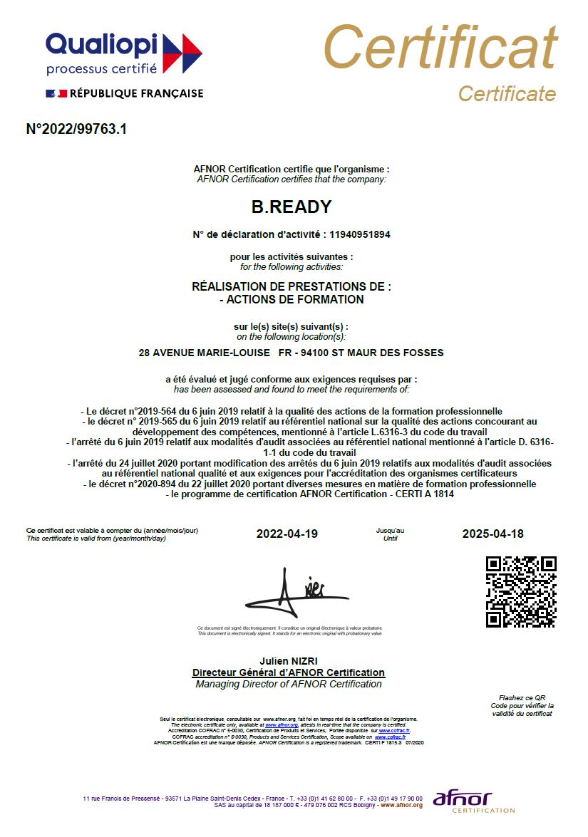 Certificat Qualiopi